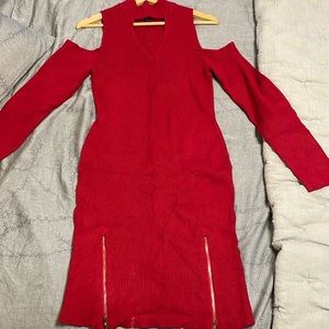 Material Girl stretch knit dress with cold shoulder